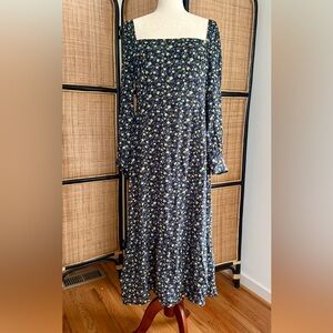 PAIGE Navy Blue Floral Long Sleeve Dress